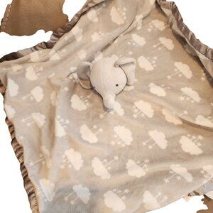 Parents Choice Grey Elephant Clouds X Large Plush Baby Security Blanket big 24"